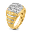 14k Two-tone Men's Polished Satin and Grooved 1 Carat Lab Grown Diamond Ring, Size 10 - Birthstone Company