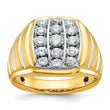 14k Two-tone Men's Polished Satin and Grooved 1 Carat Lab Grown Diamond Ring, Size 10 - Birthstone Company