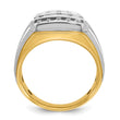 14k Two-tone Men's Polished Satin and Grooved 3-Row 1 Carat Lab Grown Diamond Ring, Size 10 - Birthstone Company