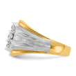 14k Two-tone Men's Polished Satin and Grooved 3-Row 1 Carat Lab Grown Diamond Ring, Size 10 - Birthstone Company