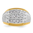 14k Two-tone Men's Polished Satin and Grooved 3-Row 1 Carat Lab Grown Diamond Ring, Size 10 - Birthstone Company