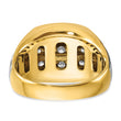 14k Two-tone Men's Polished Satin and Grooved 3-Row 1 Carat Lab Grown Diamond Ring, Size 10 - Birthstone Company