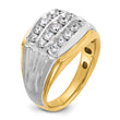 14k Two-tone Men's Polished Satin and Grooved 3-Row 1 Carat Lab Grown Diamond Ring, Size 10 - Birthstone Company