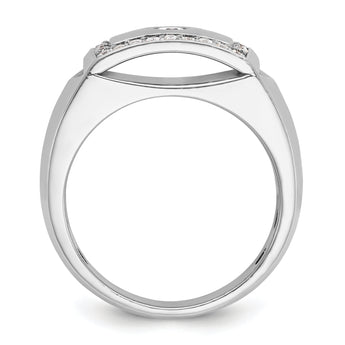IBGoodman 10k White Gold Men's Polished and Cut-Out 1/2 Carat A Quality Diamond Rectangle Ring