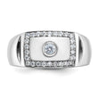 14k White Gold Men's Polished and Cut-Out 1/2 Carat Lab Grown Diamond Rectangle Ring, Size 10 - Birthstone Company