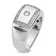 14k White Gold Men's Polished and Cut-Out 1/2 Carat Lab Grown Diamond Rectangle Ring, Size 10 - Birthstone Company