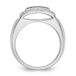 14k White Gold Men's Polished and Cut-Out 3/4 Carat Black Mined Diamonds and White Lab Grown Diamonds Rectangle Ring, Size 10 - Birthstone Company