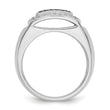 14k White Gold Men's Polished and Cut-Out 3/4 Carat Black Mined Diamonds and White Lab Grown Diamonds Rectangle Ring - Sophia Jewelers