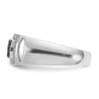14k White Gold Men's Polished and Cut-Out 3/4 Carat Black Mined Diamonds and White Lab Grown Diamonds Rectangle Ring, Size 10 - Birthstone Company