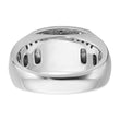 14k White Gold Men's Polished and Cut-Out 3/4 Carat Black Mined Diamonds and White Lab Grown Diamonds Rectangle Ring, Size 10 - Birthstone Company