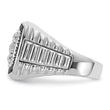 14k White Gold Men's Polished and Textured 1 Carat Black Mined Diamonds and White Lab Grown Diamonds Cluster Ring - Sophia Jewelers