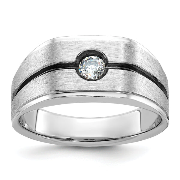 14k White Gold Men's Polished/Satin Complete Lab Grown VS/SI FGH - Sophia Jewelers