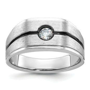 14k White Gold Men's Polished/Satin Complete Lab Grown VS/SI FGH, Size 10 - Birthstone Company