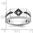 10k White Gold with Black Rhodium IBGoodman Men's Satin Black and White Diamond Complete Ring