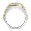 14k Two-tone Men's Polished Satin and Diamond-cut Round 1/2 Carat Lab Grown Diamond Cluster Ring - Sophia Jewelers