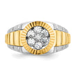 14k Two-Tone 1/2 carat Lab Grown Diamond VS/SI+ G+ Complete Ribbed Men's Cluster Ring, Size 10 - Birthstone Company