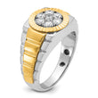 14k Two-Tone 1/2 carat Lab Grown Diamond VS/SI+ G+ Complete Ribbed Men's Cluster Ring, Size 10 - Birthstone Company