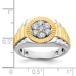 14k Two-tone Men's Polished Satin and Diamond-cut Round 1/2 Carat Lab Grown Diamond Cluster Ring - Sophia Jewelers