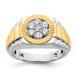 14k Two-Tone 1/2 carat Lab Grown Diamond VS/SI+ G+ Complete Ribbed Men's Cluster Ring, Size 10 - Birthstone Company