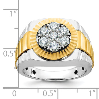 IBGoodman 10k Two-tone Men's Polished Satin and Textured 1 Carat A Quality Diamond Ring