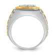 14k Two-tone Men's Polished Satin and Textured 1 Carat Lab Grown Diamond Ring - Sophia Jewelers