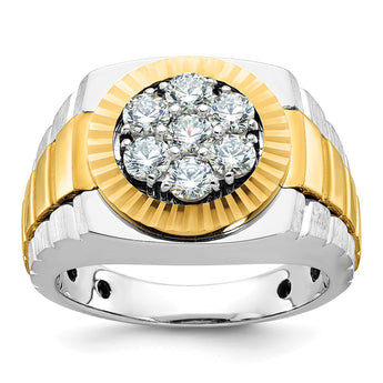 14k Two-tone Men's Polished Satin and Textured 1 Carat Lab Grown Diamond Ring, Size 10 - Birthstone Company