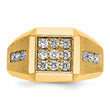 IBGoodman 10k Men's Polished and Satin 1 Carat A Quality Diamond Square Cluster Ring