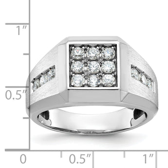 IBGoodman 10k Men's Polished and Satin 1 Carat A Quality Diamond Square Cluster Ring