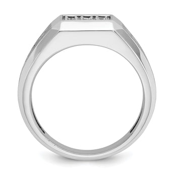 14k White Gold Men's Polished and Satin 1 Carat Lab Grown Diamond Square Cluster Ring, Size 10 - Birthstone Company