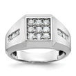 14k White Gold Men's Polished and Satin 1 Carat Lab Grown Diamond Square Cluster Ring - Sophia Jewelers