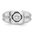 14k White Gold Men's Polished/Satin Complete Lab Grown VS/SI FGH, Size 10 - Birthstone Company