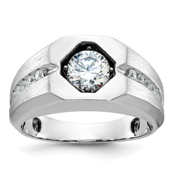 14k White Gold Men's Polished/Satin Complete Lab Grown VS/SI FGH, Size 10 - Birthstone Company