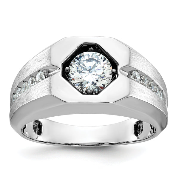 14k White Gold Men's Polished/Satin Complete Lab Grown VS/SI FGH - Sophia Jewelers