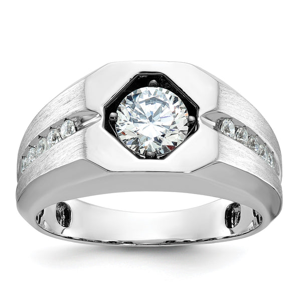 14k White Gold Men's Polished/Satin Complete Lab Grown VS/SI FGH, Size 10 - Birthstone Company