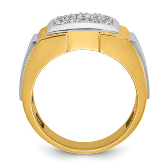 IBGoodman 10k with White Rhodium Men's Polished and Satin 1/2 Carat A Quality Diamond Cluster Ring