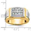 IBGoodman 10k with White Rhodium Men's Polished and Satin 1/2 Carat A Quality Diamond Cluster Ring
