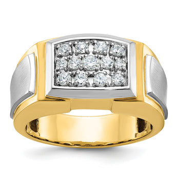 14k with White Rhodium Men's Polished and Satin 1/2 Carat Lab Grown Diamond Cluster Ring, Size 10 - Birthstone Company