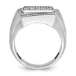 IBGoodman 10k White Gold Men's Polished and Satin 1 1/3 Carat A Quality Diamond Cluster Ring