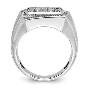 IBGoodman 10k White Gold Men's Polished and Satin 1 1/3 Carat A Quality Diamond Cluster Ring