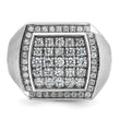 IBGoodman 10k White Gold Men's Polished and Satin 1 1/3 Carat A Quality Diamond Cluster Ring