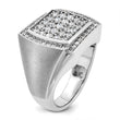 IBGoodman 10k White Gold Men's Polished and Satin 1 1/3 Carat A Quality Diamond Cluster Ring