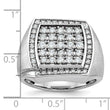 IBGoodman 10k White Gold Men's Polished and Satin 1 1/3 Carat A Quality Diamond Cluster Ring