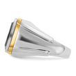 IBGoodman 10k Two-tone Men's Polished 3/4 Carat A Quality Black and White Diamond Square Cluster Ring