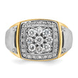 IBGoodman 10k Two-tone Men's Polished and Satin 1 Carat A Quality Diamond Square Cluster Ring
