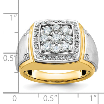 IBGoodman 10k Two-tone Men's Polished and Satin 1 Carat A Quality Diamond Square Cluster Ring