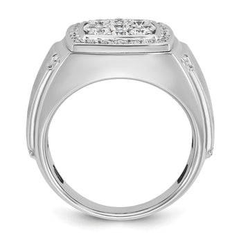 14k Two-tone Men's Polished and Satin 1 Carat Lab Grown Diamond Square Cluster Ring, Size 10 - Birthstone Company
