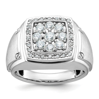 14k Two-tone Men's Polished and Satin 1 Carat Lab Grown Diamond Square Cluster Ring, Size 10 - Birthstone Company