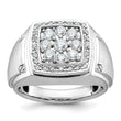 14k Two-tone Men's Polished and Satin 1 Carat Lab Grown Diamond Square Cluster Ring - Sophia Jewelers