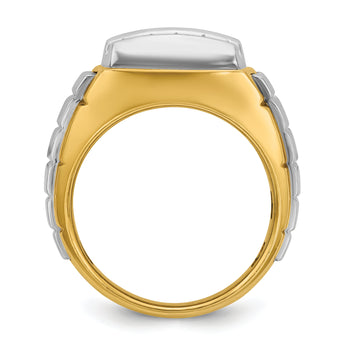 IBGoodman 10k Two-tone Men's Polished and Grooved 3-Row 1 Carat A Quality Diamond Cluster Ring