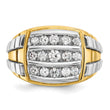 IBGoodman 10k Two-tone Men's Polished and Grooved 3-Row 1 Carat A Quality Diamond Cluster Ring